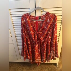 Vibrant Red and Orange Romper🌟